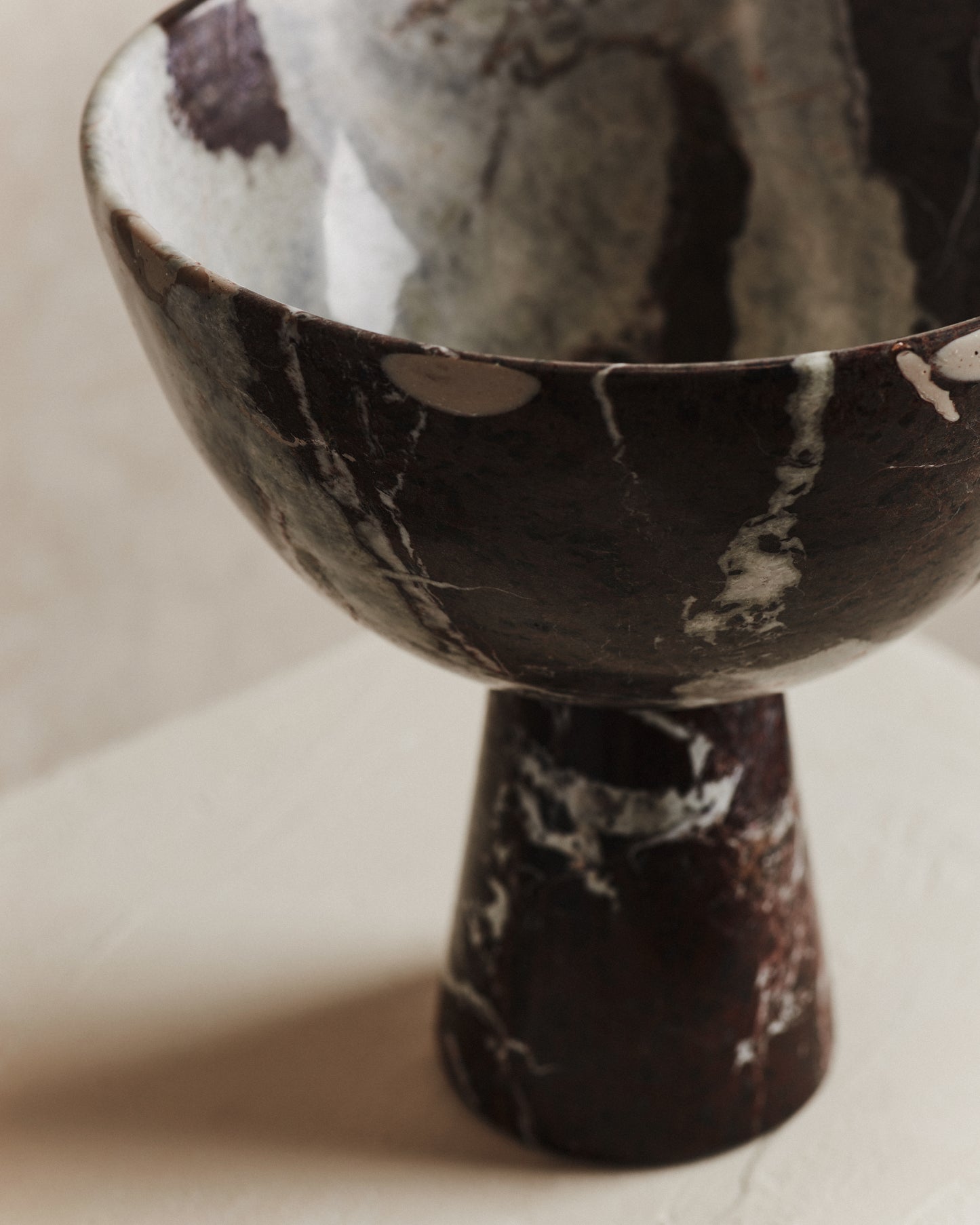 Noble Large Marble Pedestal Bowl in Wine