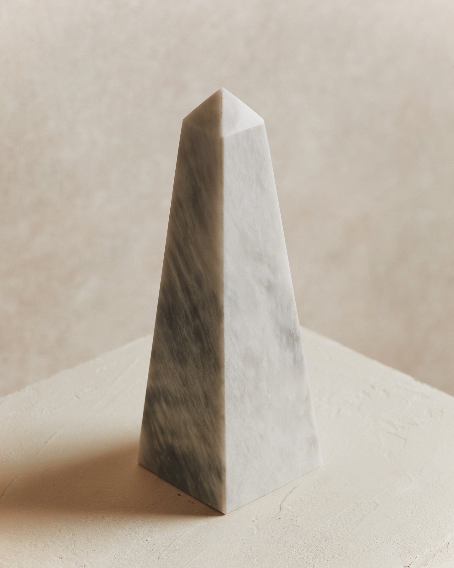 Noble Small Marble Obelisk in White