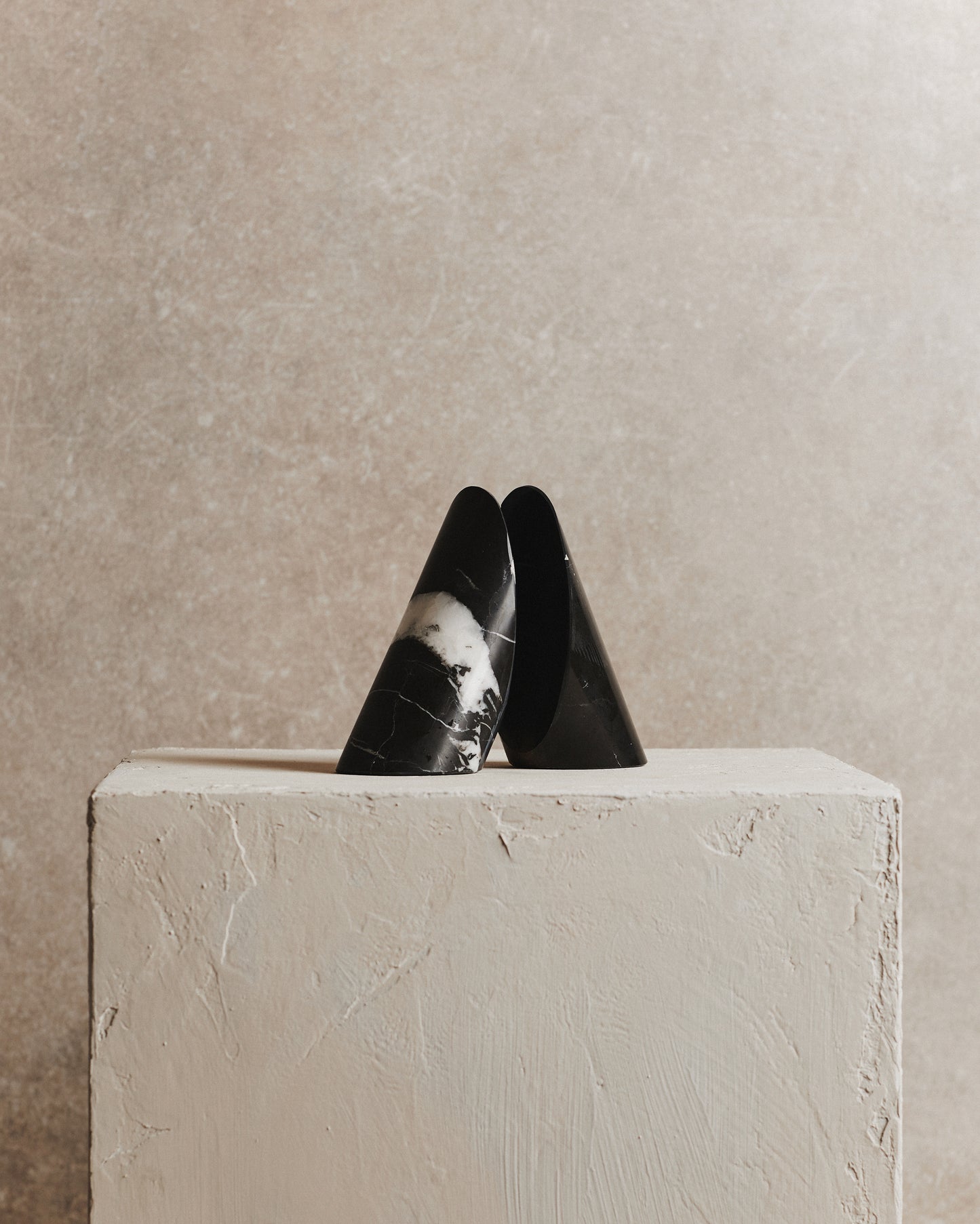 Pair of Noble Marble Bookends in Black