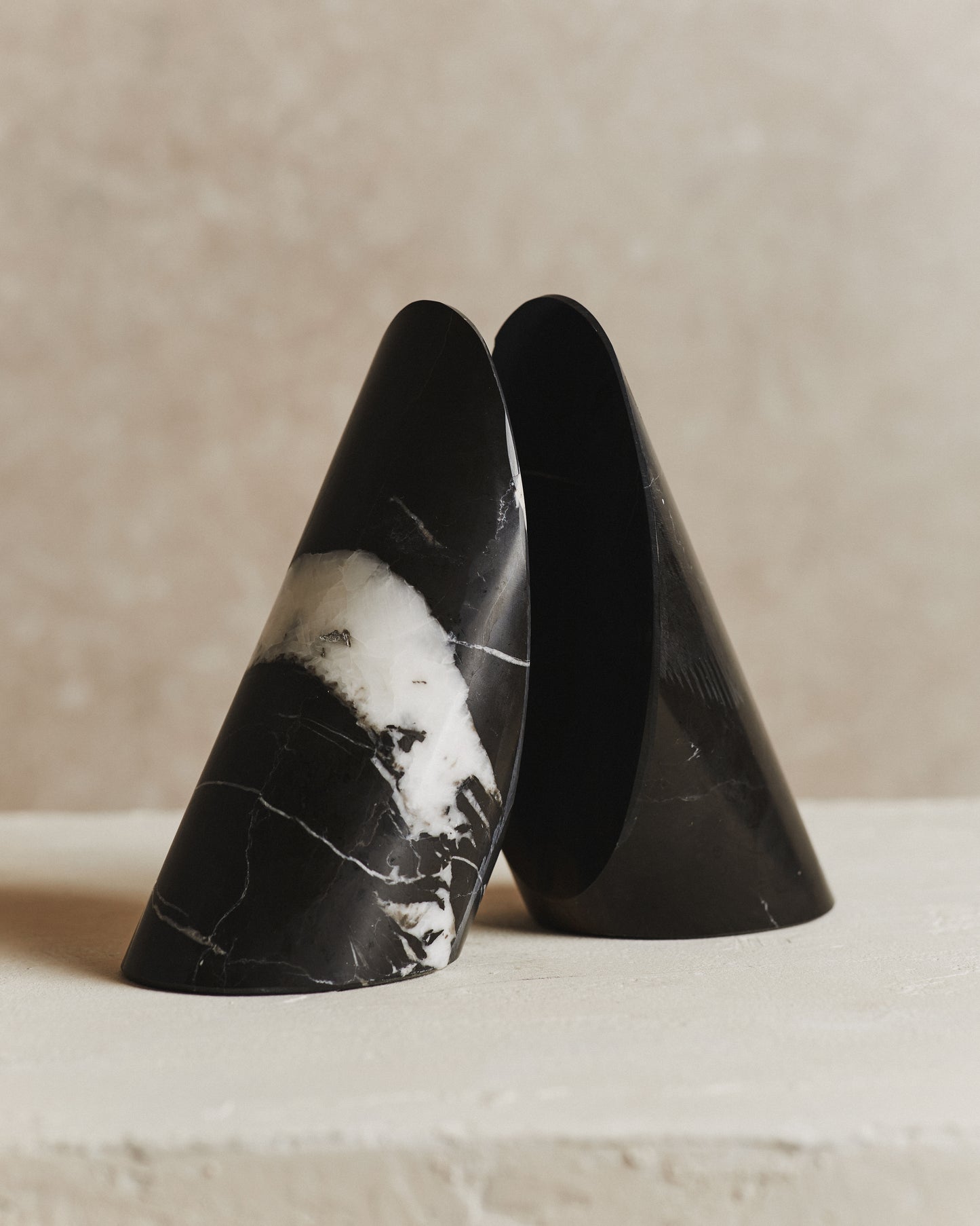 Pair of Noble Marble Bookends in Black