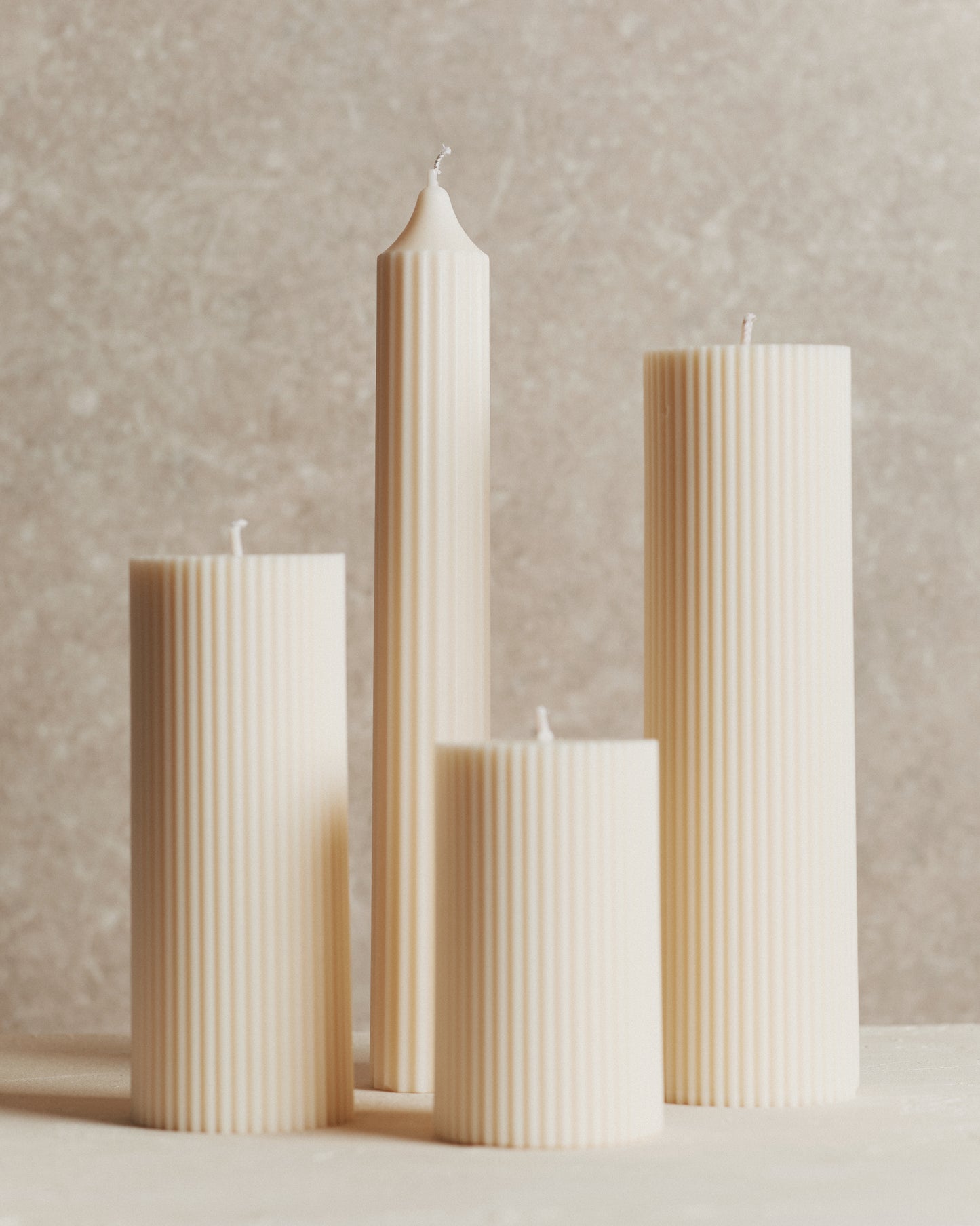 Ivory Fluted Candle | Tall