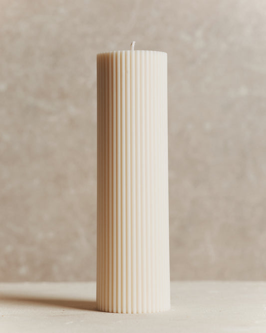 Ivory Fluted Candle | Large