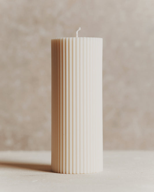 Ivory Fluted Candle | Medium