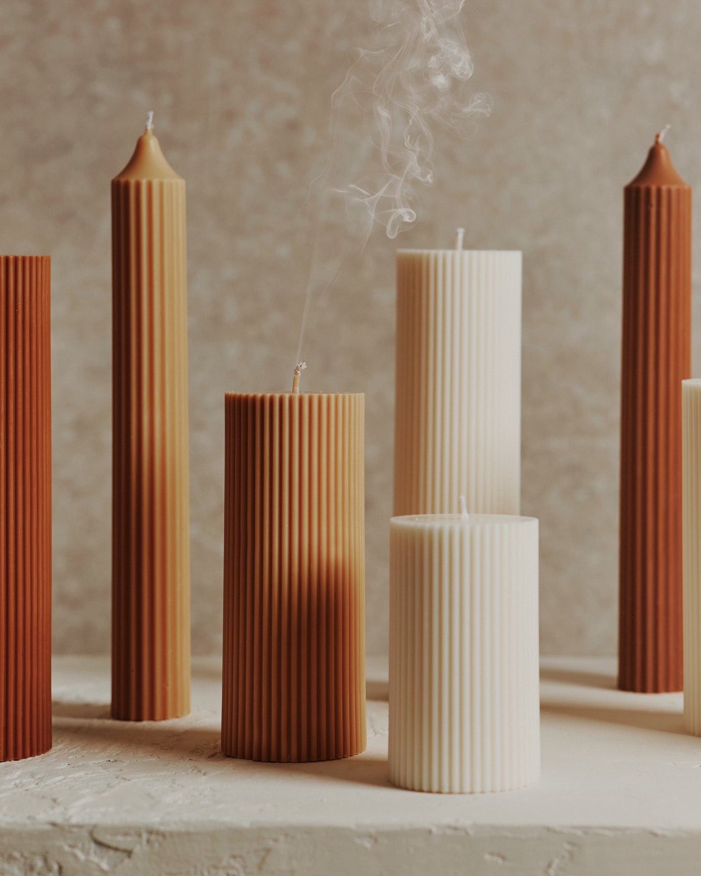 Rust Fluted Candle | Tall