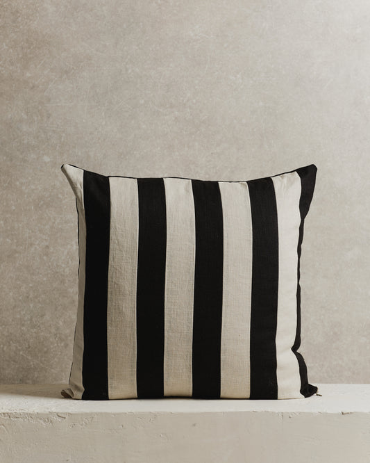 Mini Stripe Cushion Cover | Black and Ecru