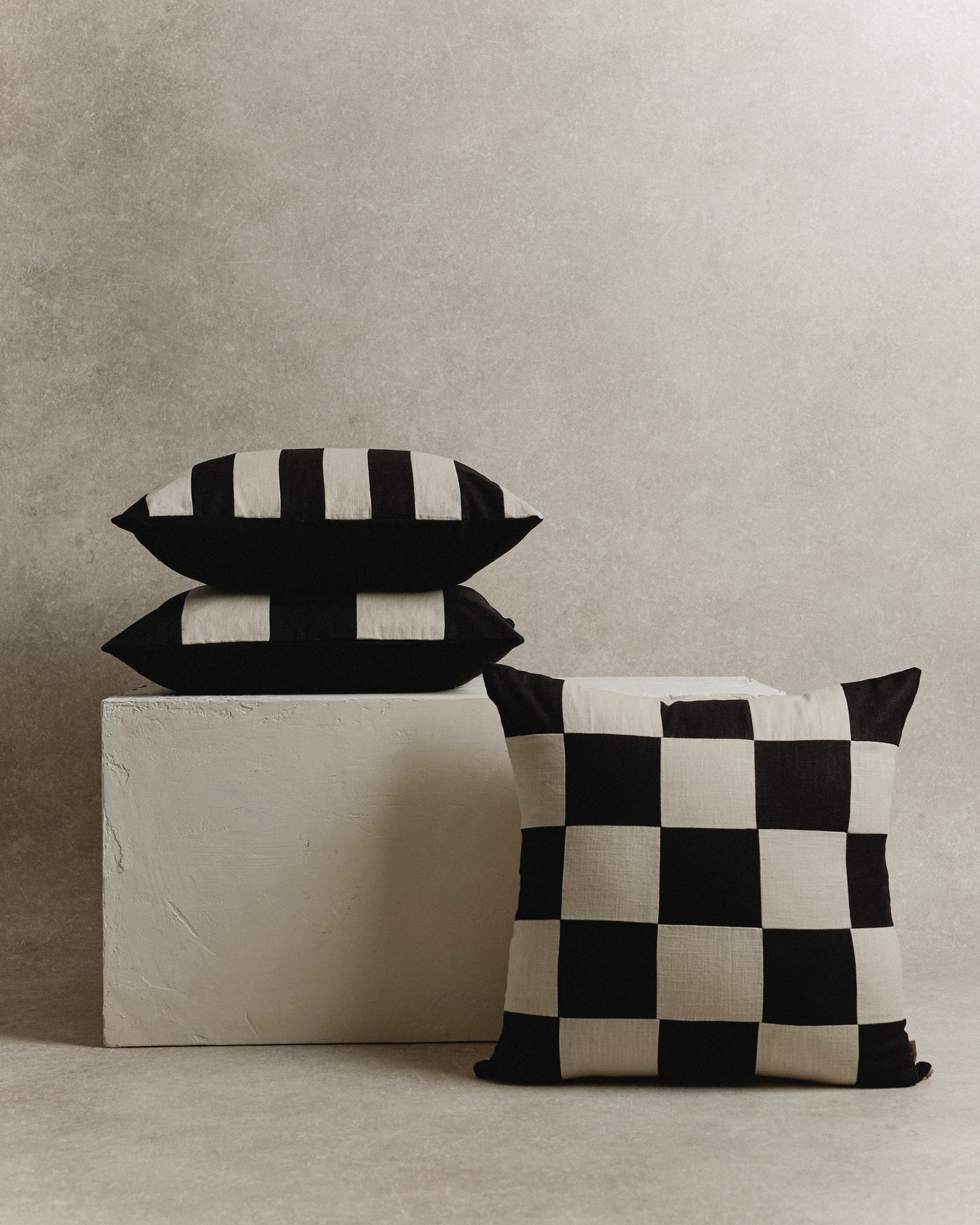 Mini Stripe Cushion Cover | Black and Ecru