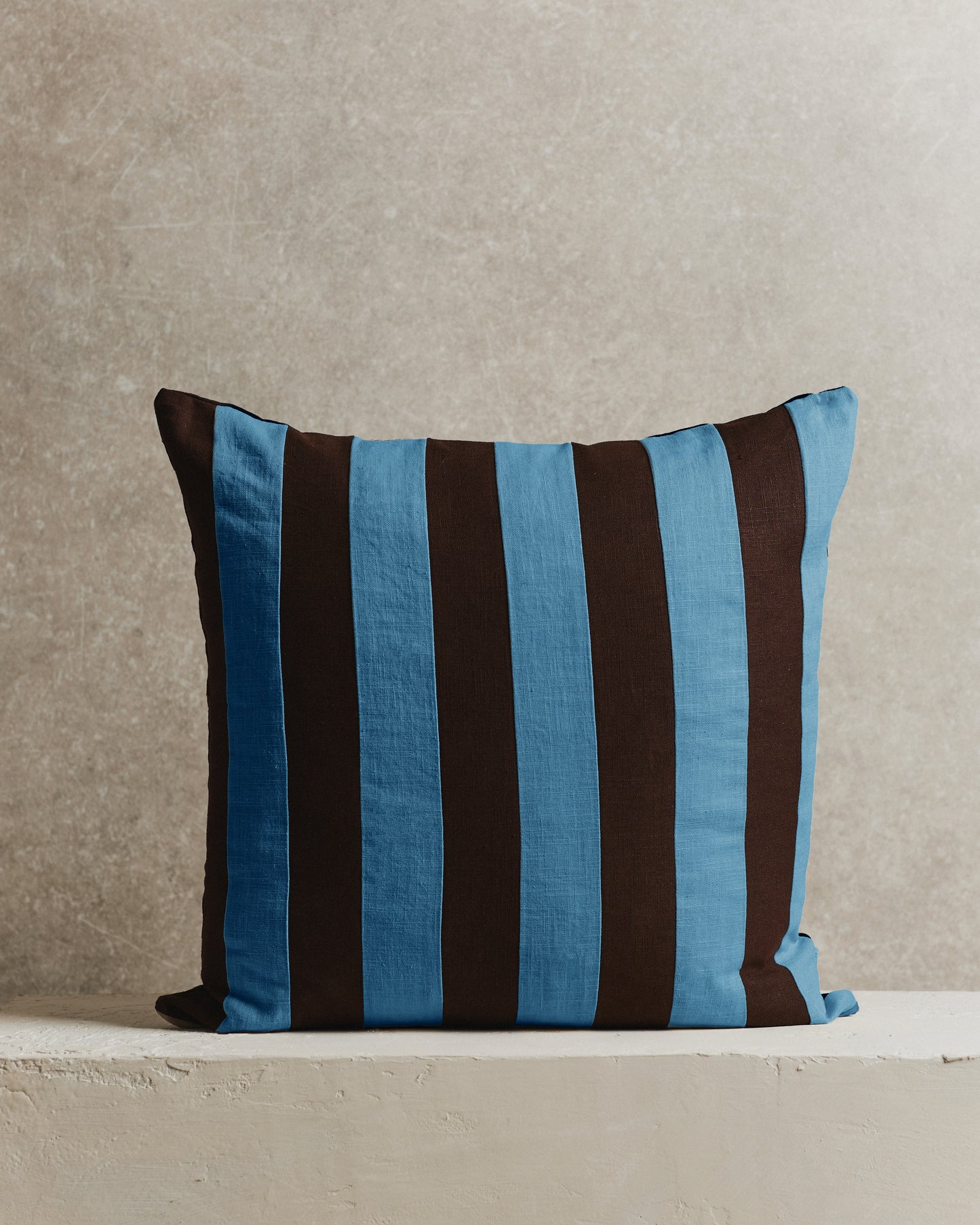 Mini Stripe Cushion Cover | Espresso Brown and Blue