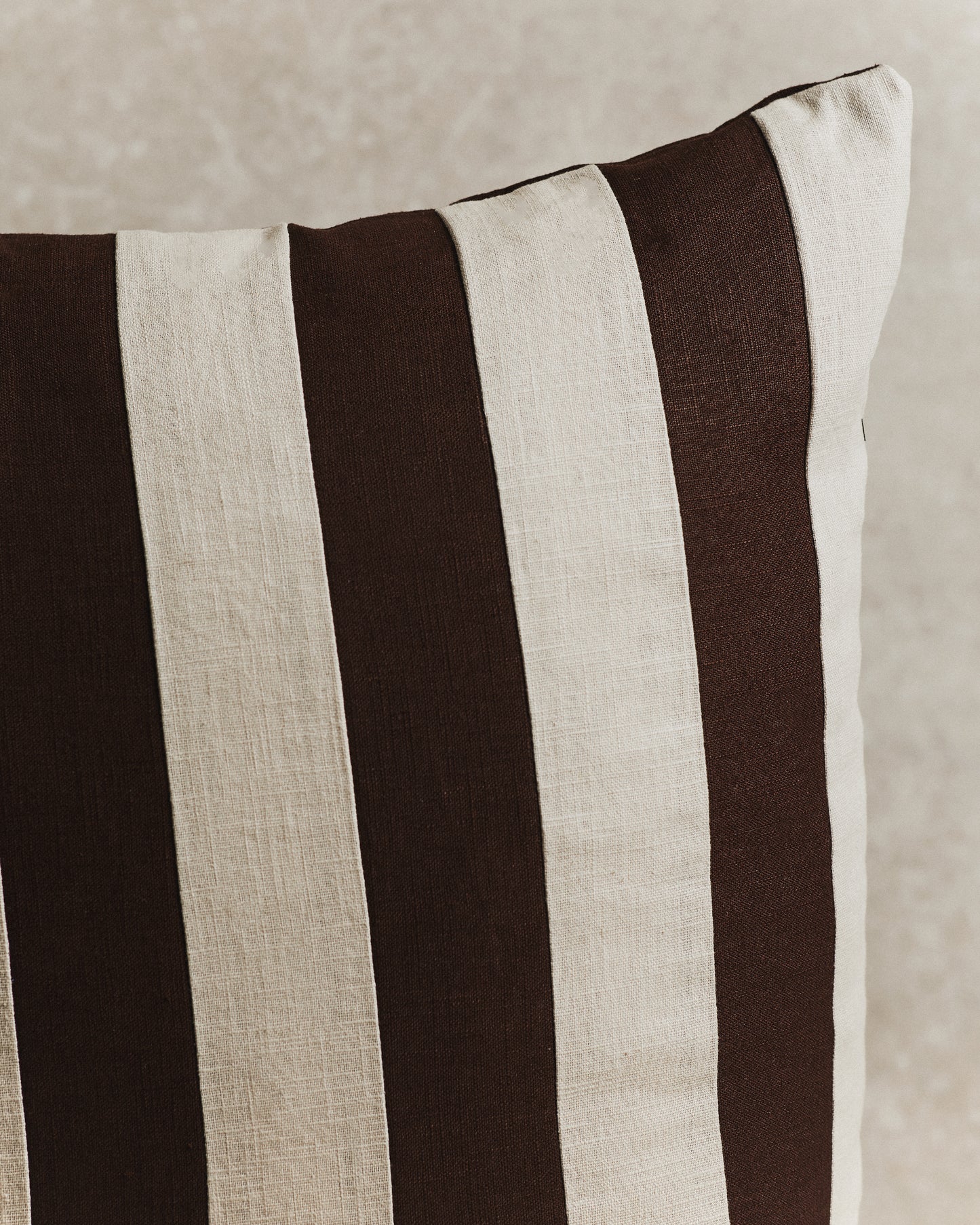 Mini Stripe Cushion Cover | Espresso and Ecru