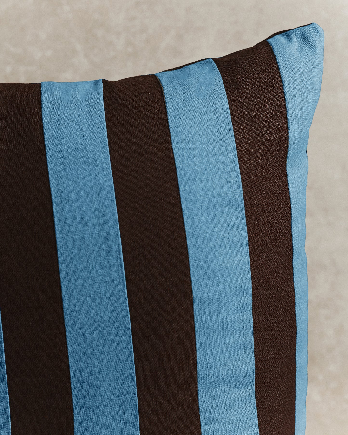 Mini Stripe Cushion Cover | Espresso Brown and Blue