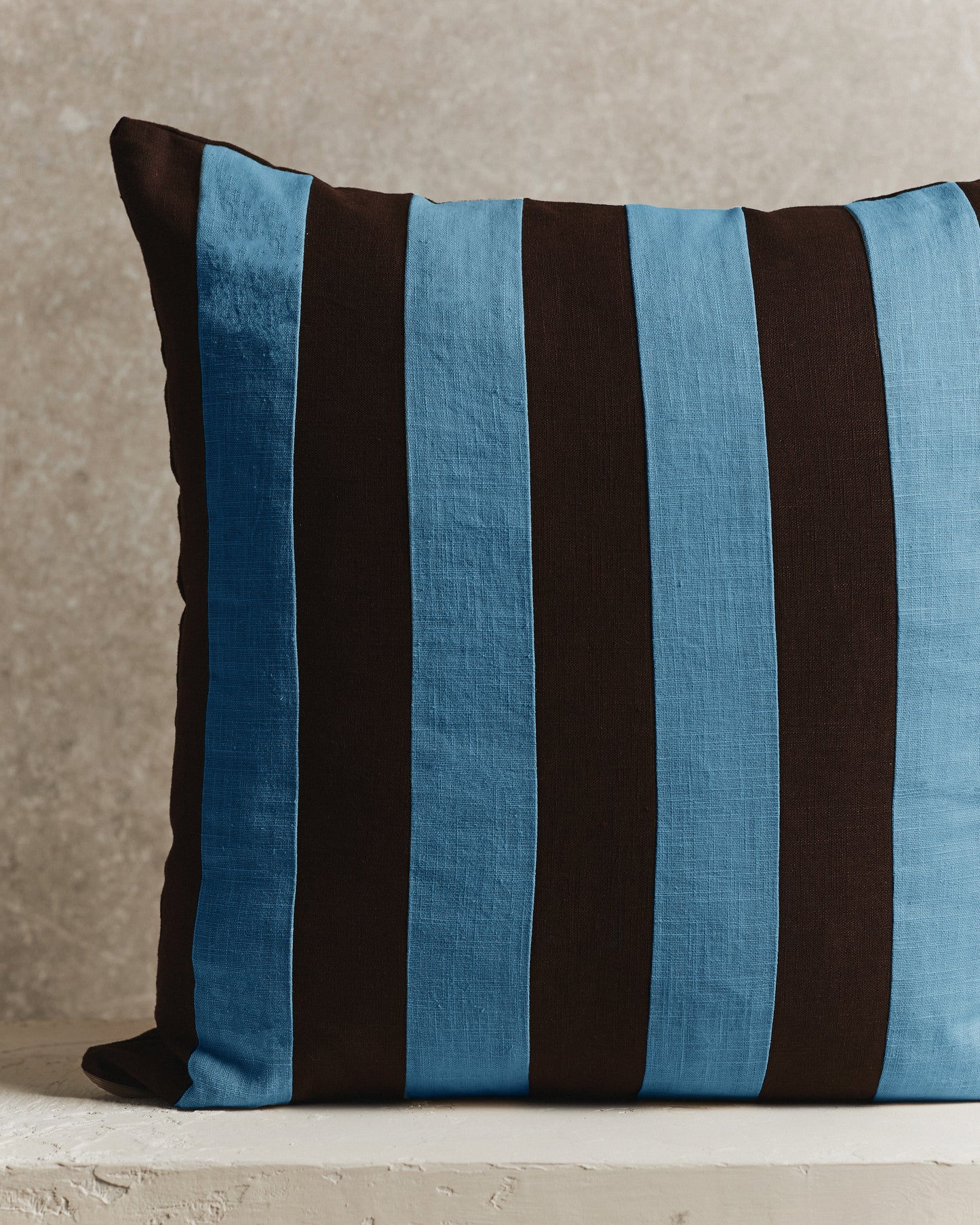 Mini Stripe Cushion Cover | Espresso Brown and Blue