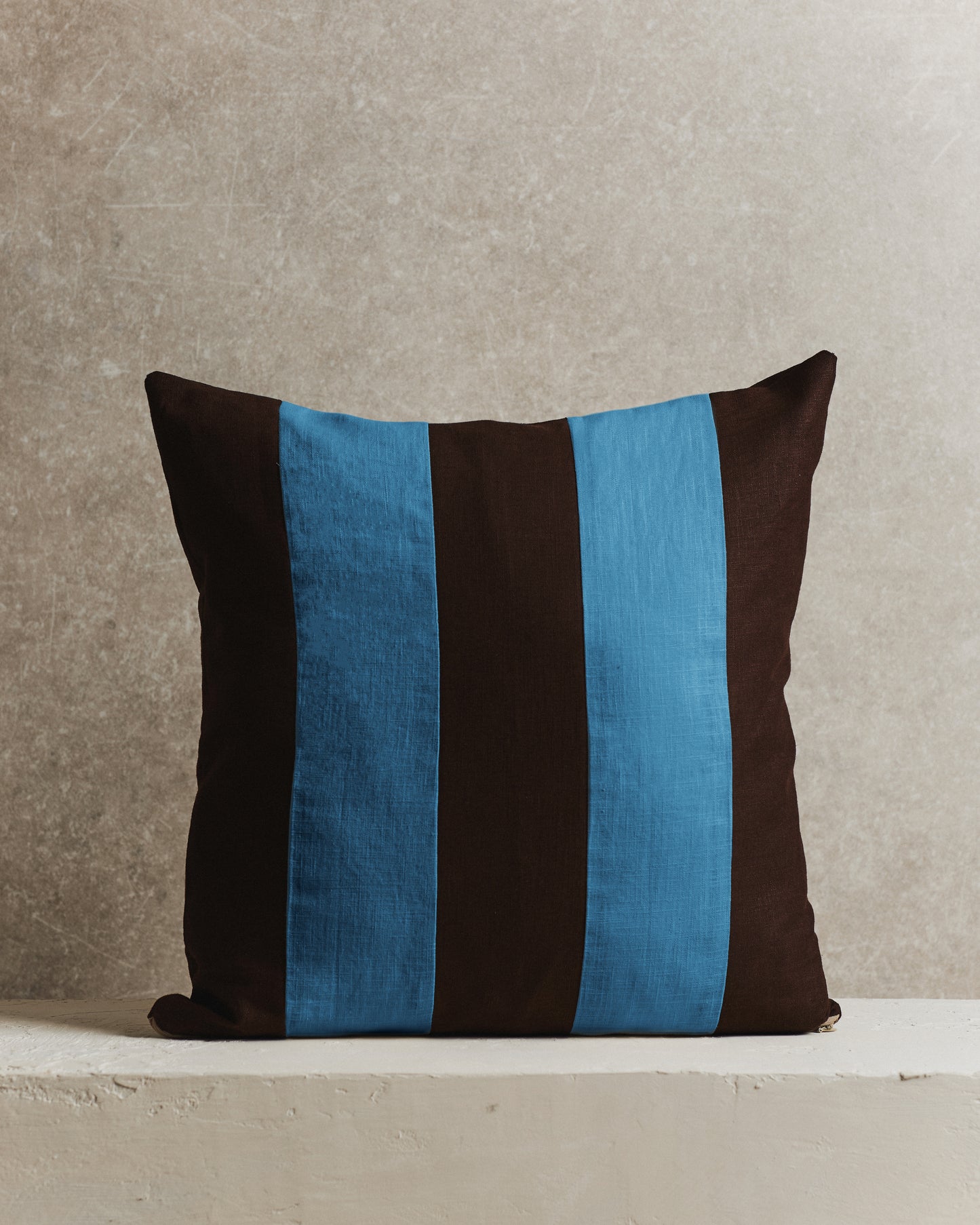 Maxi Stripe Cushion Cover | Espresso Brown and Blue
