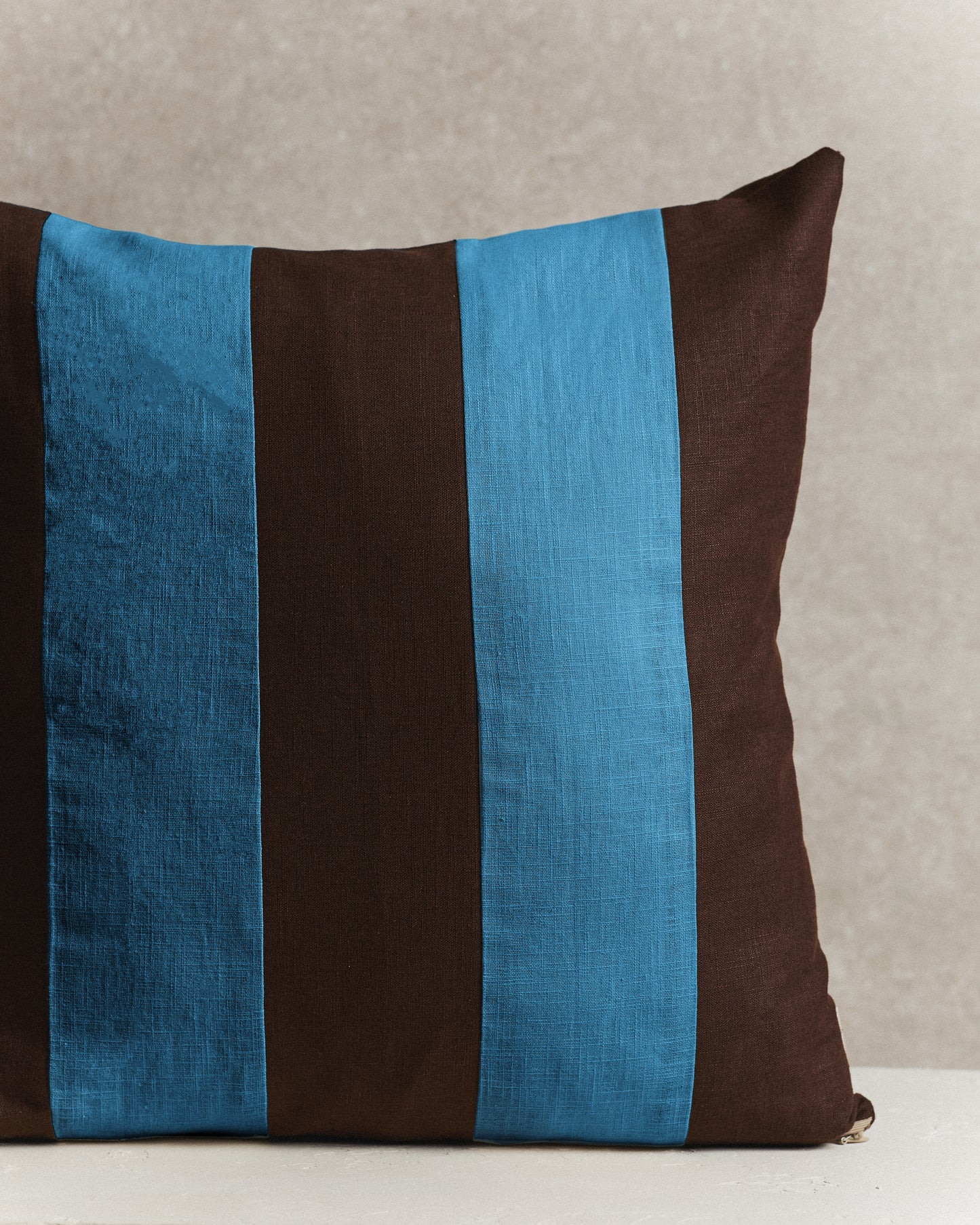 Maxi Stripe Cushion Cover | Espresso Brown and Blue
