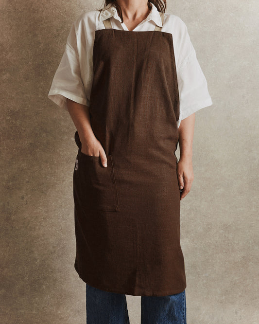Linen Workwear Apron 001 | Espresso