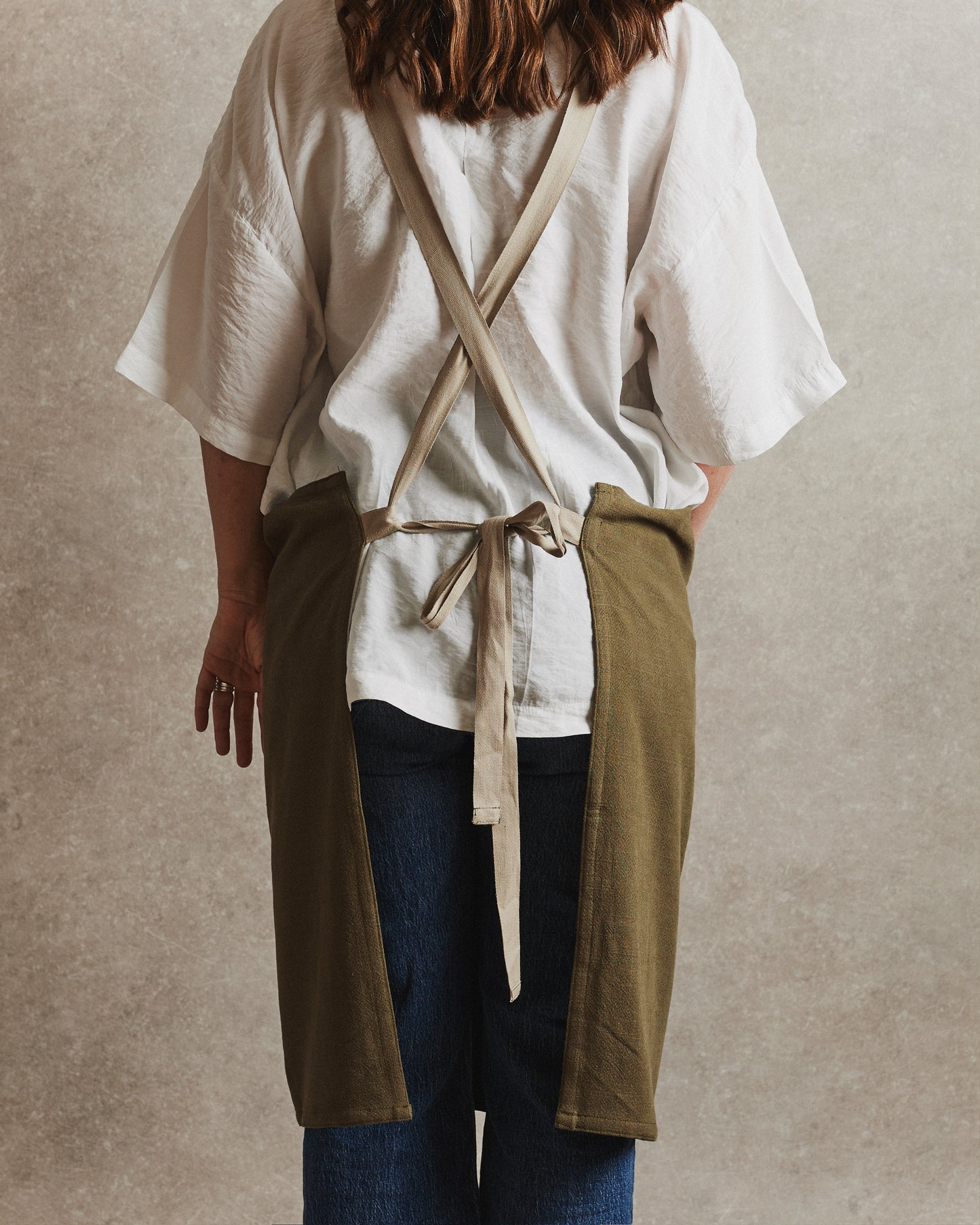 Linen Workwear Apron 001 | Olive