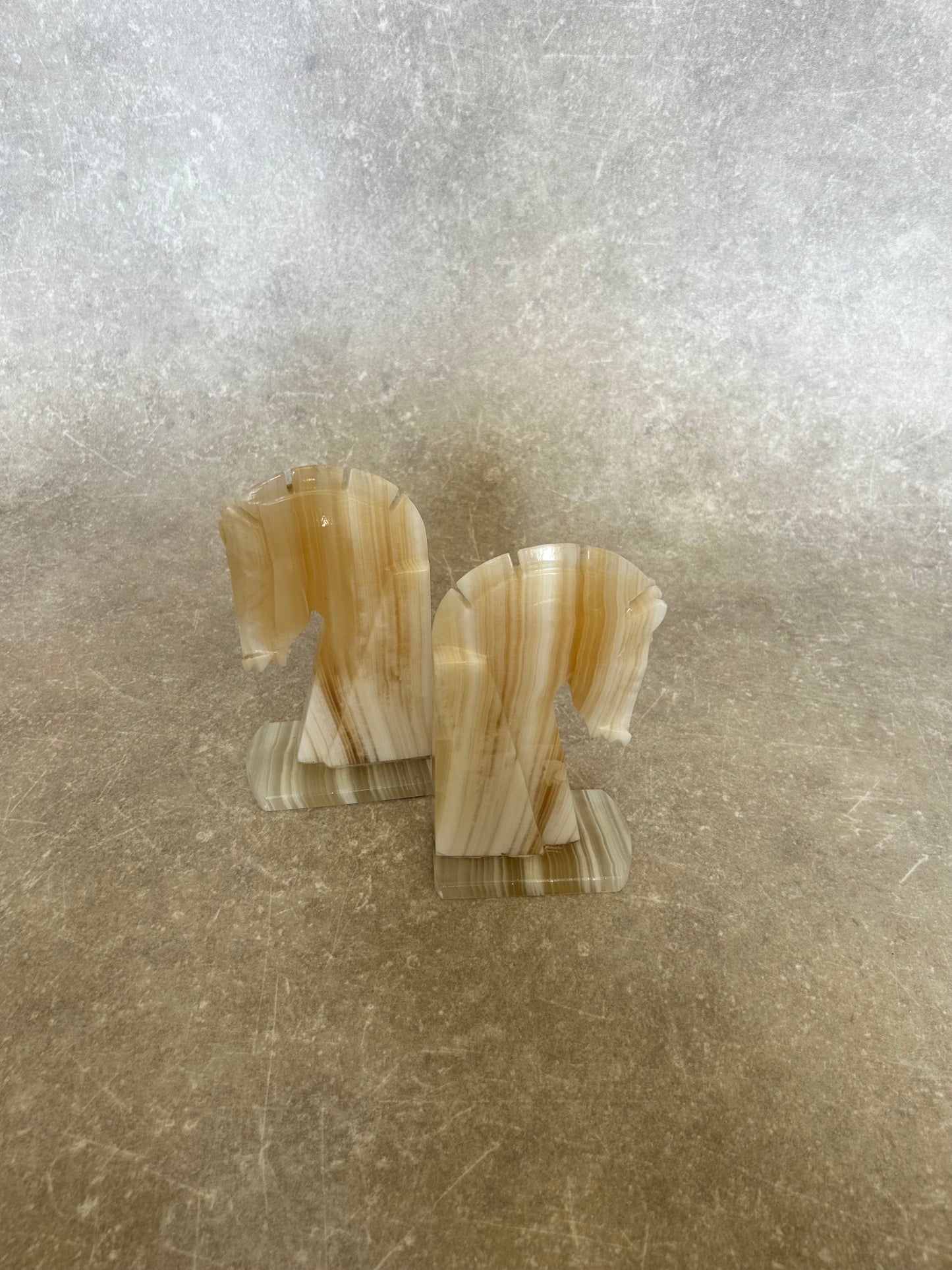 Pair of Large Onyx Horsehead Bookends