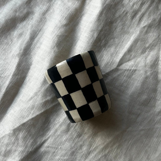 Form and Balance X Grä Design Ceramic Cup | Black Checkered