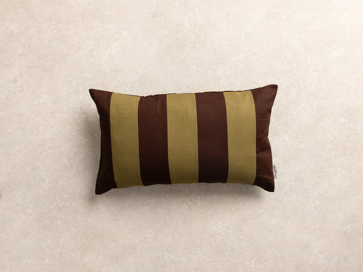 Midi Stripe Cushion Cover, Rectangle, Espresso and olive (1 of 4)