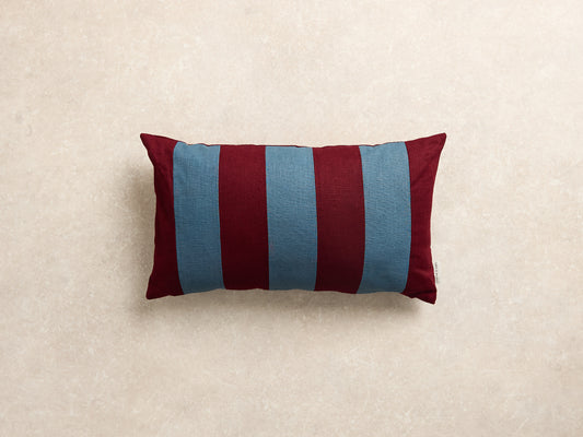 Midi Stripe Cushion Cover, Rectangle, Burgundy and denim (1 of 2)