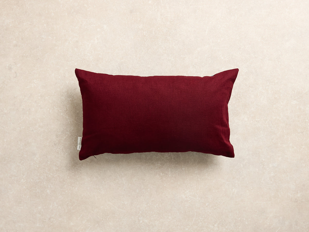 Midi Stripe Cushion Cover, Rectangle, Burgundy and denim (2 of 2)