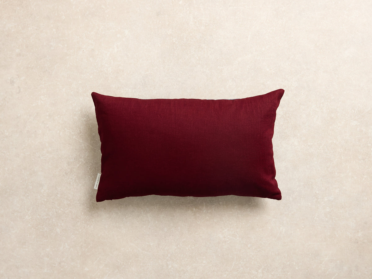 Chequered Cushion Cover, Rectangle, Burgundy and denim (2 of 4)