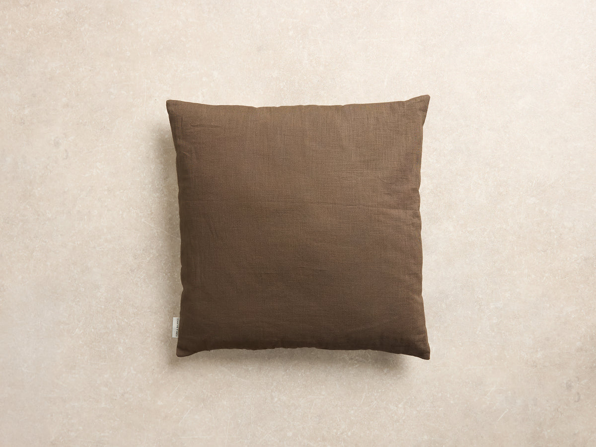 Chequered Cushion Cover, Square, Walnut and natural (2 of 3)
