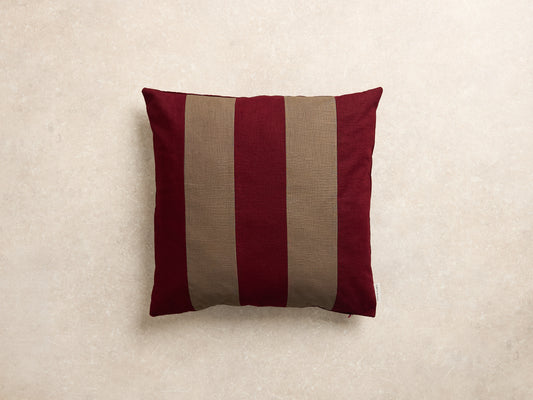 Maxi Stripe Cushion Cover, Square, Burgundy and walnut (1 of 3)