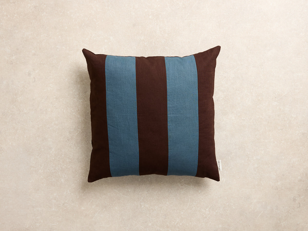 Maxi Stripe Cushion Cover, Square, Espresso and denim (1 of 3)