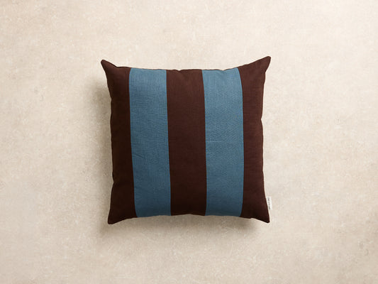 Maxi Stripe Cushion Cover, Square, Espresso and denim (1 of 3)