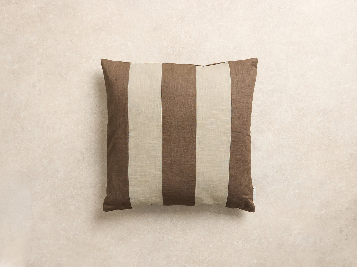 Maxi Stripe Cushion Cover, Square, Walnut and natural (1 of 4)