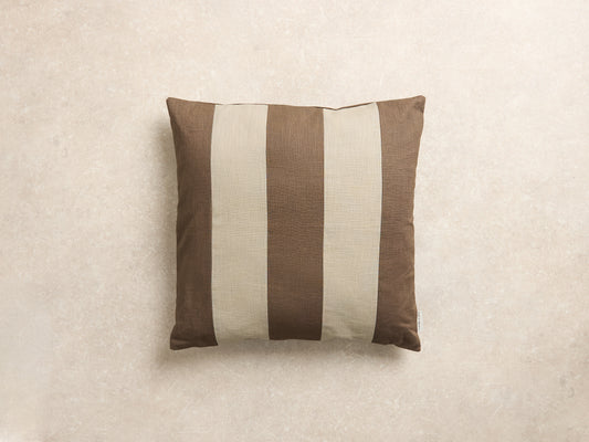 Maxi Stripe Cushion Cover, Square, Walnut and natural (1 of 4)